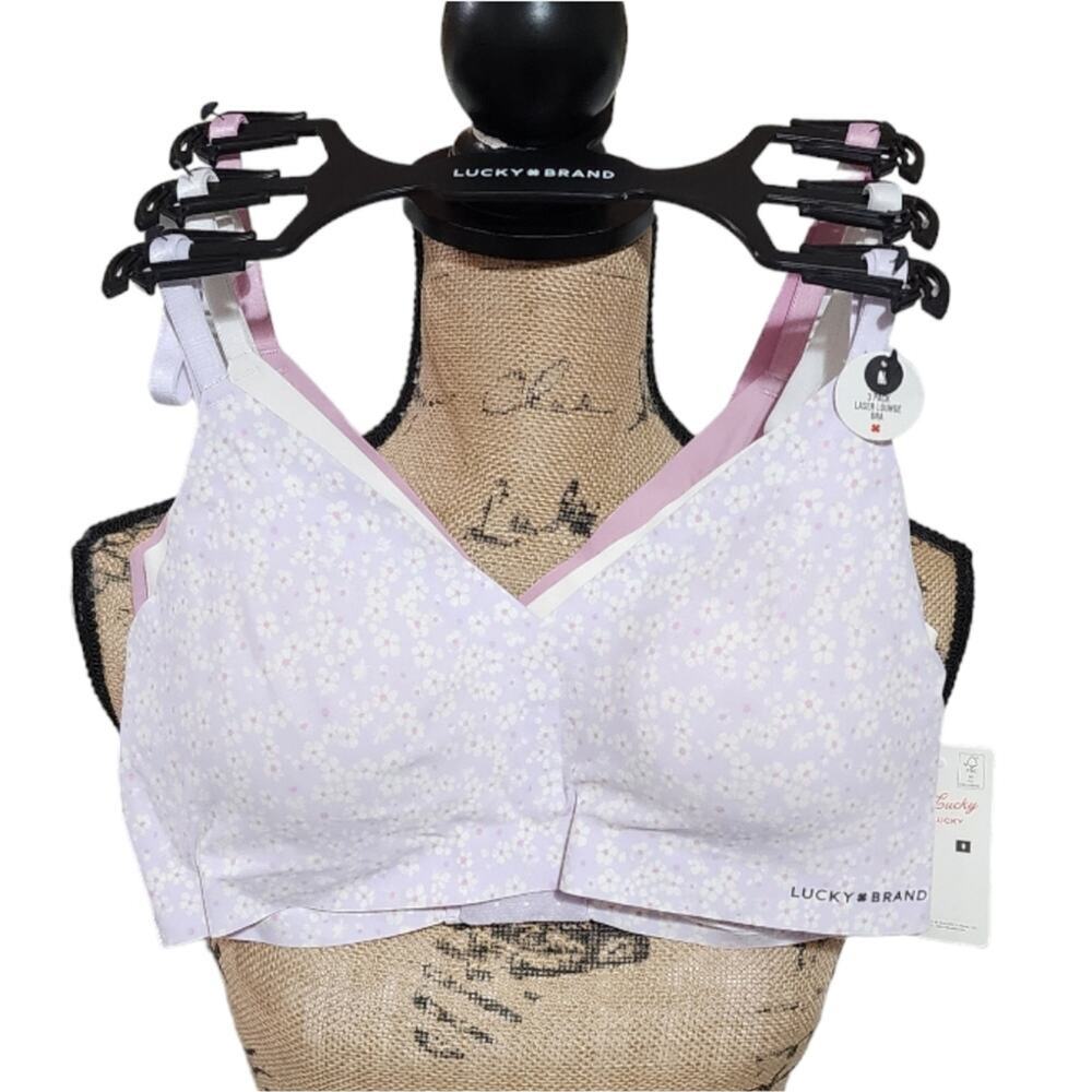 Lucky brand‎ 3Pk Floral Laser Cut active Sports Lounge Bras Bralettes Medium new